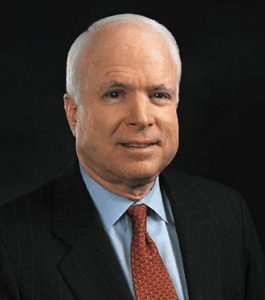 Portrait of John McCain, Vietnam War POW, U.S. Navy veteran, and senator, who wrote the introduction to Taps on the Walls: Poems from the Hanoi Hilton.