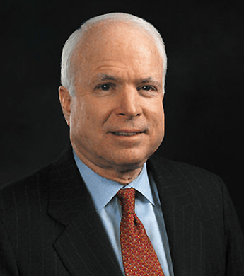 Portrait of John McCain, Vietnam War POW, U.S. Navy veteran, and senator, who wrote the introduction to Taps on the Walls: Poems from the Hanoi Hilton.
